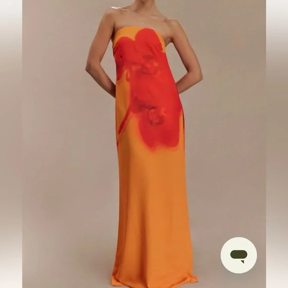 Meshki Amaya Strapless Dress in Orange and Red - Picture 1 of 4